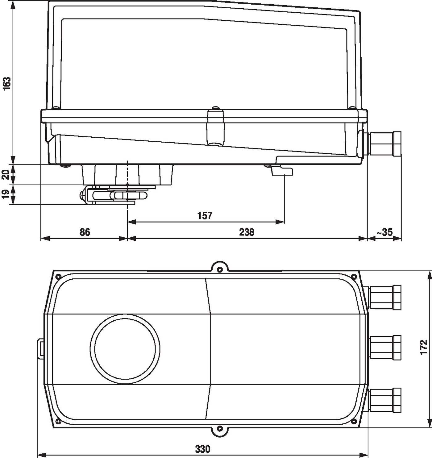 Габаритный чертёж Belimo GK24G-1